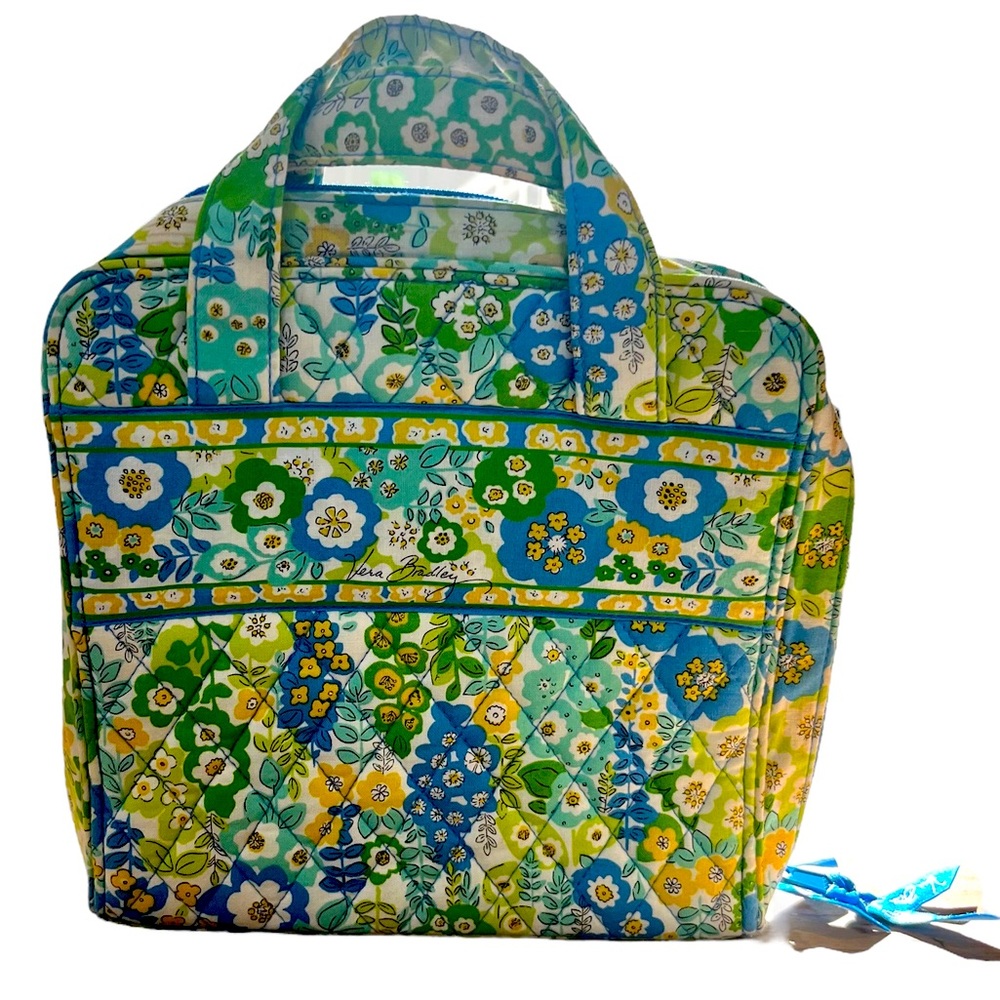 Vera Bradley Organizer in Floral Print Blue and Green Carry Case Flowers